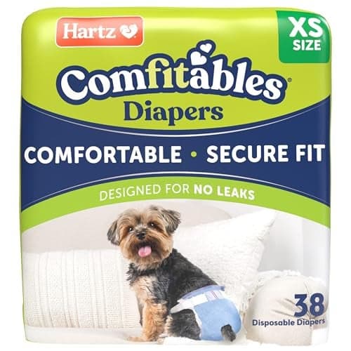 New! Hartz Comfitables Disposable Dog Diapers, Size XS 38 count, Comfortable & Secure Fit, Easy to Put On, Super Absorbent Male and Female Diaper