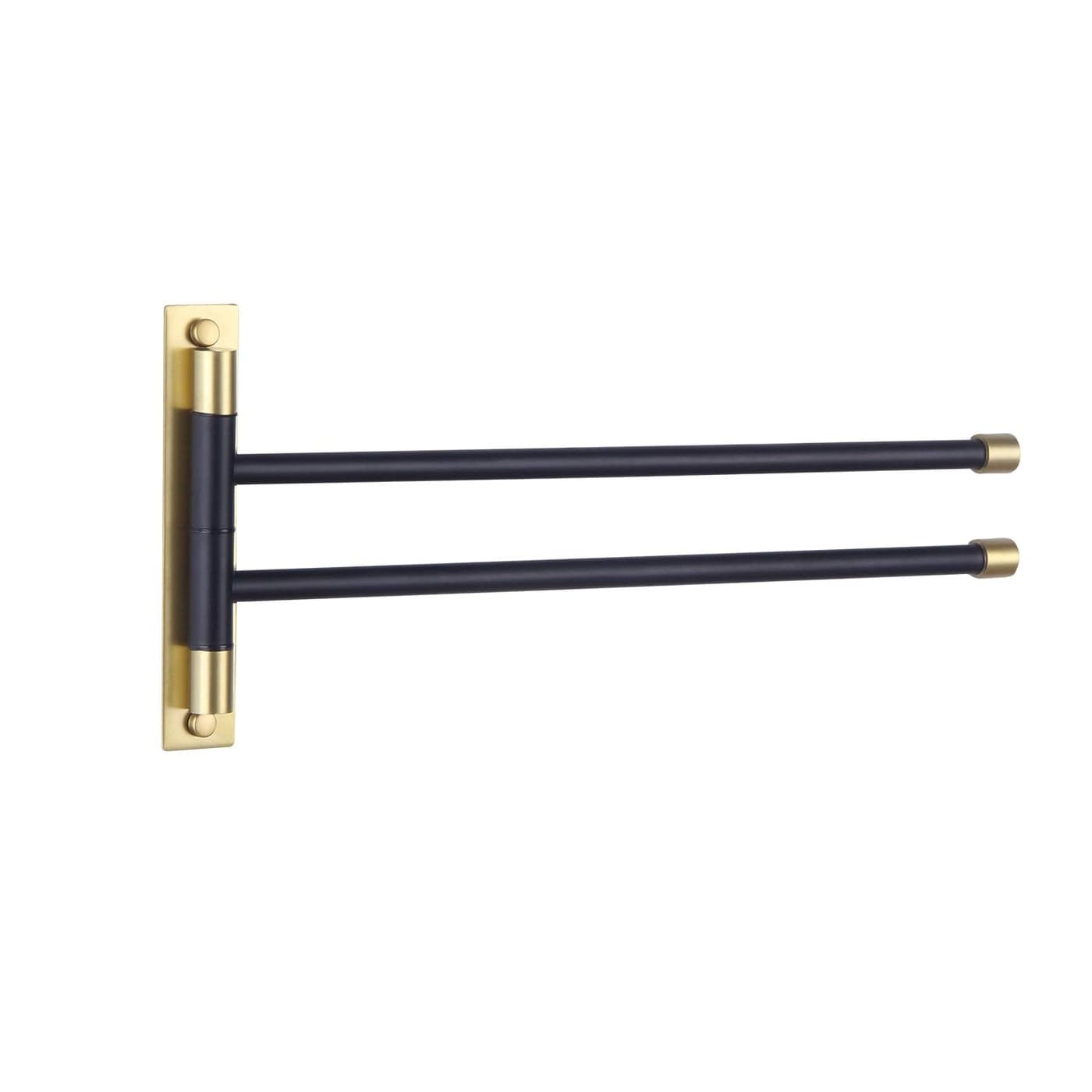 GERZWY Bathroom Swing Arm Towel Bars 2Arm Wall Mount Stainless Steel Bath Towel Rack Hanger Towel Holder Organizer Black Gold HYG02BD