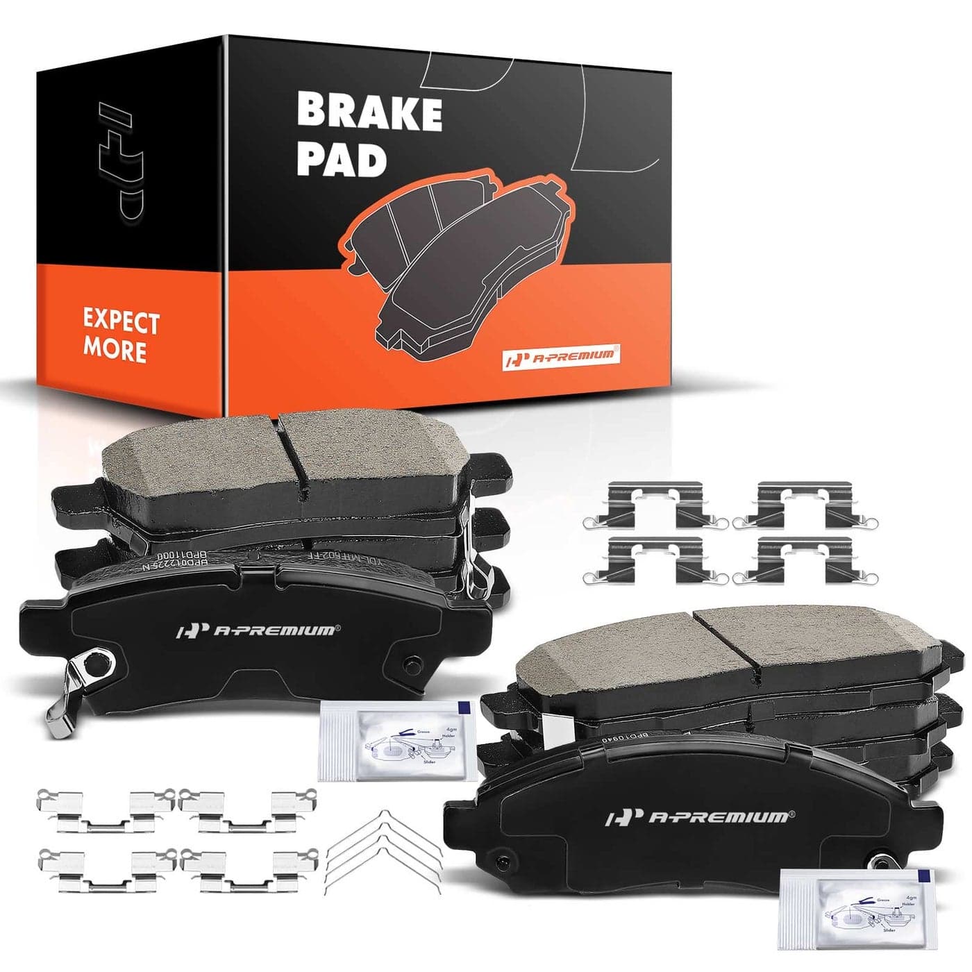 APremium Front Rear Ceramic Disc Brake Pads Set Compatible with Select Nissan and Suzuki Models Frontier 20052019 Xterra 20052015 Equator 20092012 with Hardware 8 Pcs