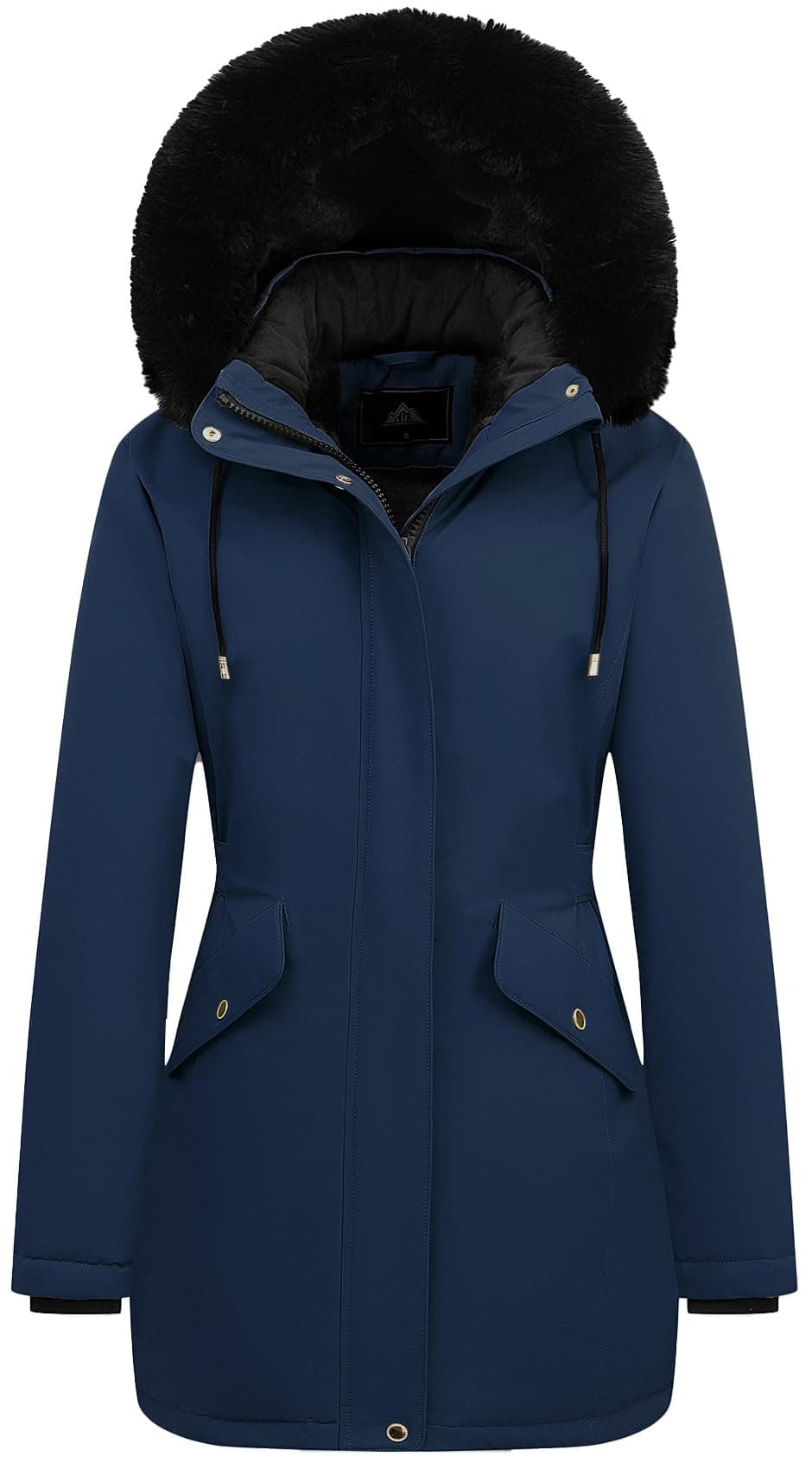 MOERDENG Women's Long Winter Down Coat Thicken Fleece Lined Parka Warm Puffer Jacket With Faux Fur Detachable Hood