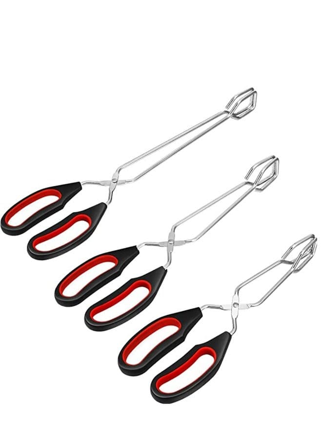 3 Pack Scissor Tongs, Grilling Tongs, Kitchen Tongs, Cooking Baking Bread Food Tong Barbecue Grilling Tongs for Flipping Food Tool
