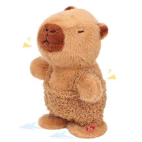 Easfan Talking Capybara Repeats What You Say Walking Singing Stuffed Animal Electric Interactive Plush Toy Funny Animated Toy Mimicking Speaking Birthday for Kids Toddlers9