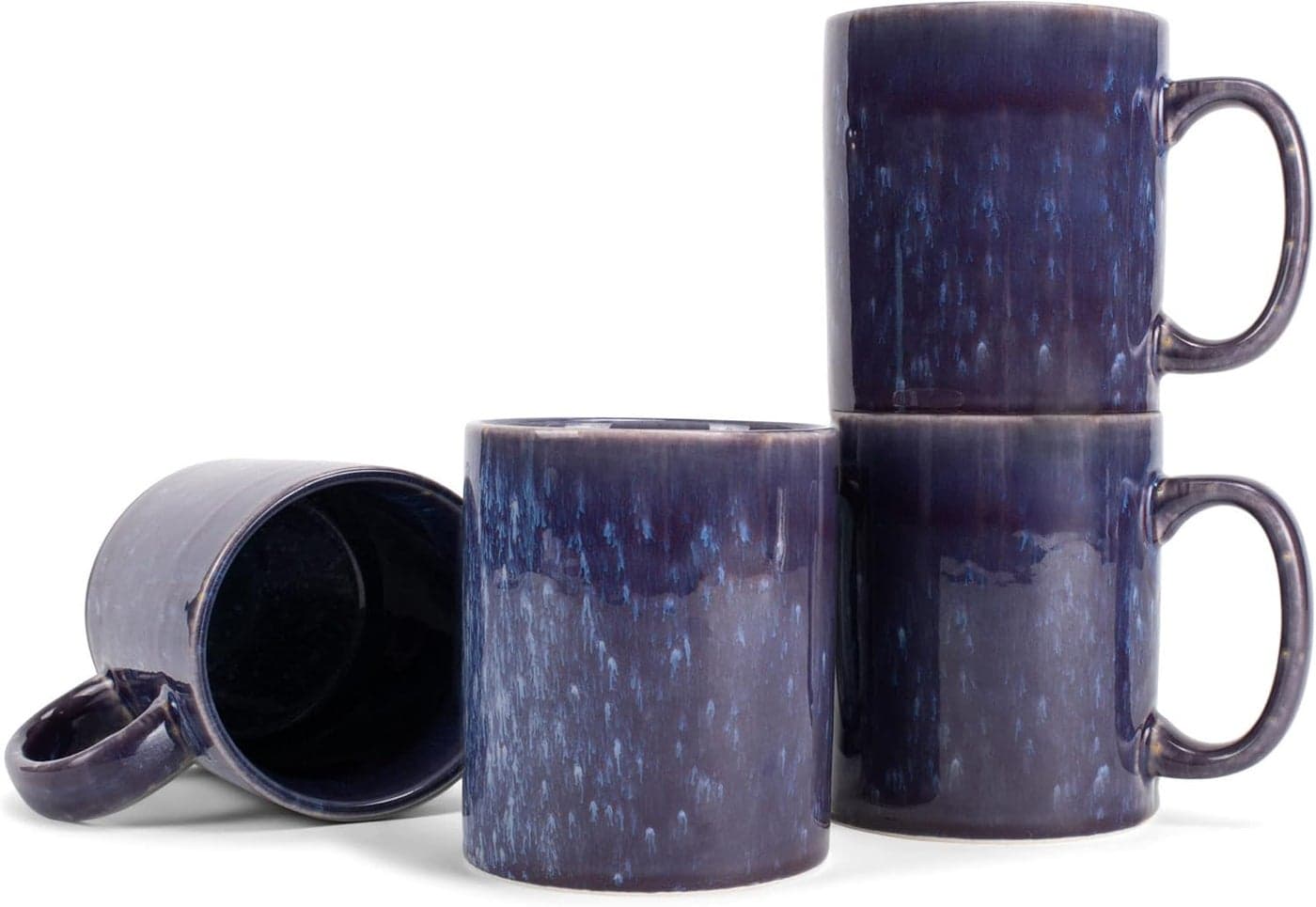 Elanze Designs Reactive 17 ounce Ceramic Straight Body Mugs Set of 4 Midnight Purple