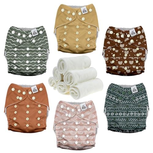 Mama Koala 30 Pocket Cloth Diapers for Babies with AWJ Lining 6 Pack with 6 4Layer Natural Cloth Diaper Inserts Reusable and Washable Pocket Diapers Hope in The Desert
