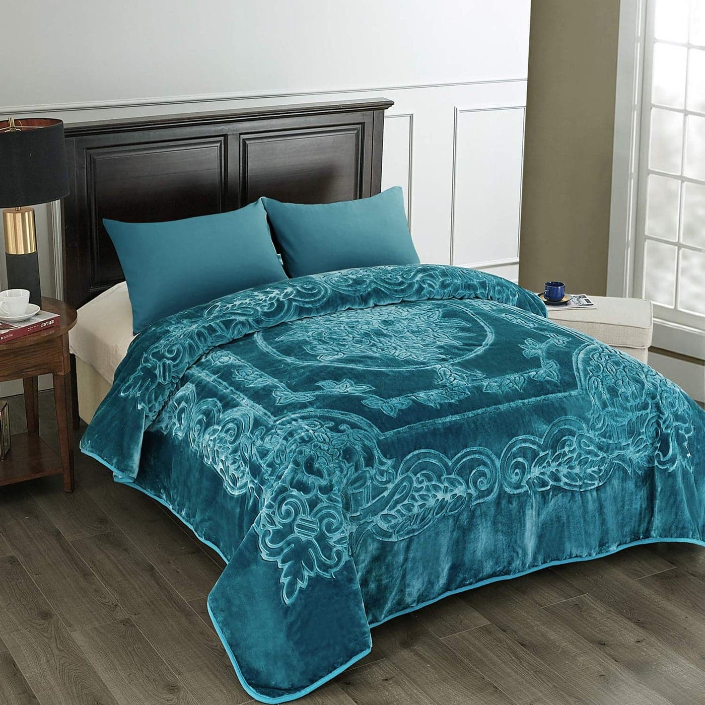 JML Korean Mink Fleece Blanket King Size Heavy 85 x 95 Inches 9 Lbs Single Ply Soft Warm Thick Raschel Blanket for FallWinter Teal