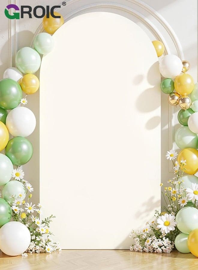 6FT White Arch Backdrop Cover, Spandex Fitted Fabric Backdrops Arches Covers, Arch Stand Cover Stretchy Backdrop for Wedding Party Baby Shower Birthday Decoration