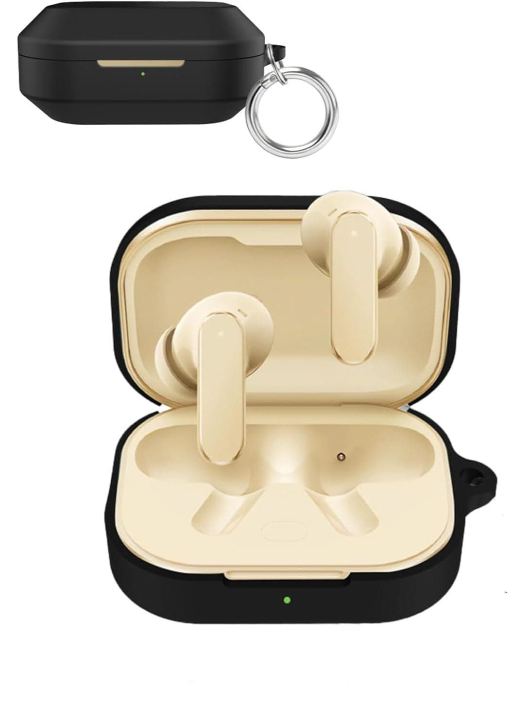 Case for Realme Buds Air 8 Noise-Cancelling Earbuds, Soft Silicone Shock-Absorbing Design, Includes Keychain , Does Not Affect Charging (Black)