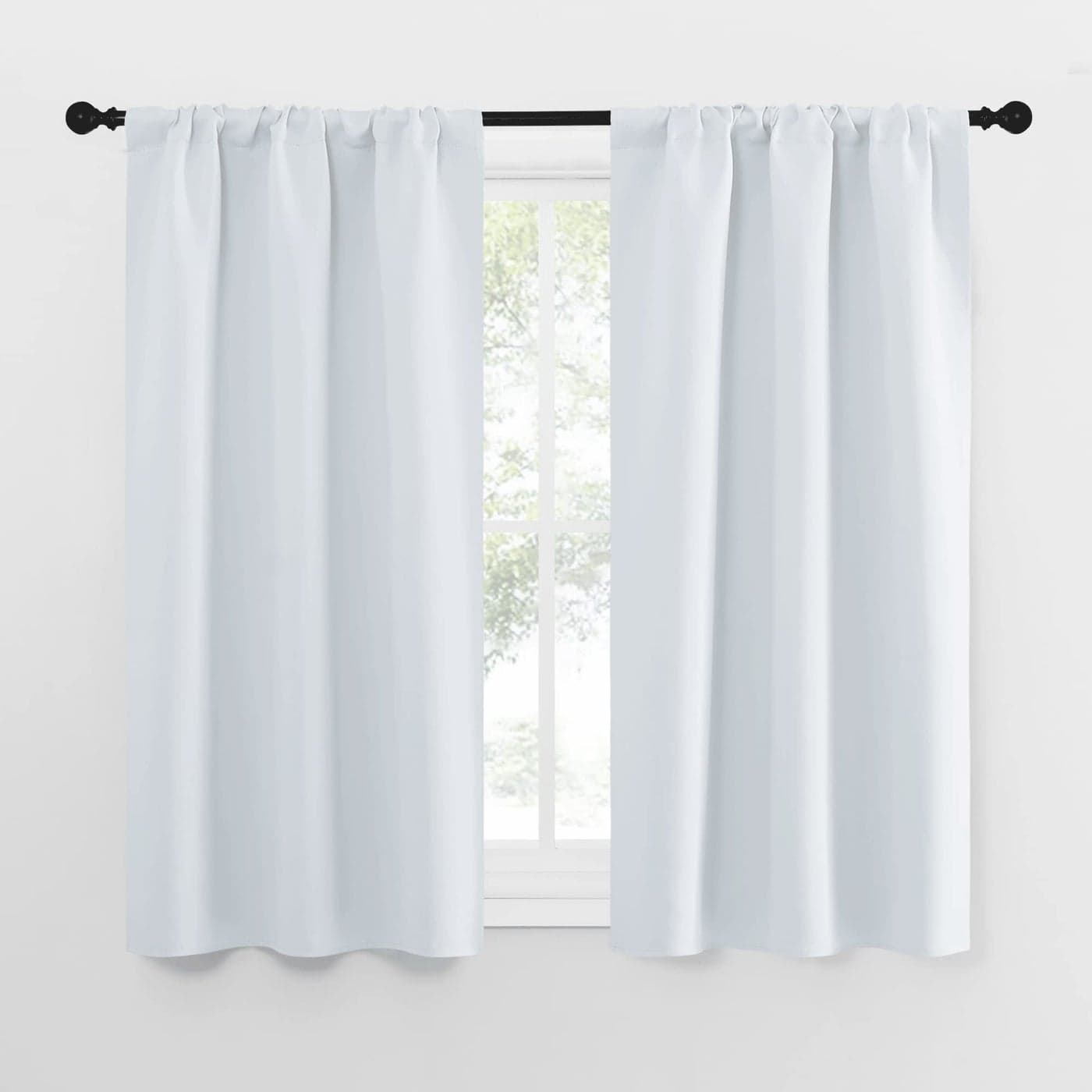 NICETOWN Greyish White Window Curtain Panels Thermal Insulated Rod Pocket Room Darkening Curtain Sets for Bedroom Greyish White 2 Panels 34 in x 54 in W x L
