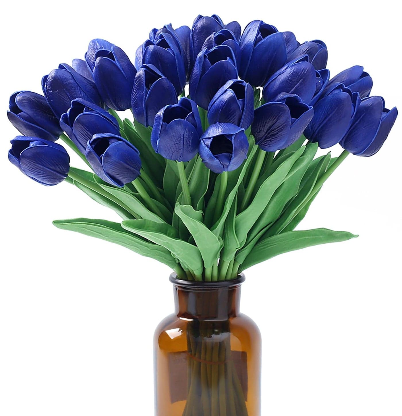 SITUMEIZI 15pcs Tulips Fake Blue Artificial Flowers Real Touch 14" PU Flower for Home Decor Spring Easter Wedding Bouquet Decorations Floral Arrangements(Deep Blue)