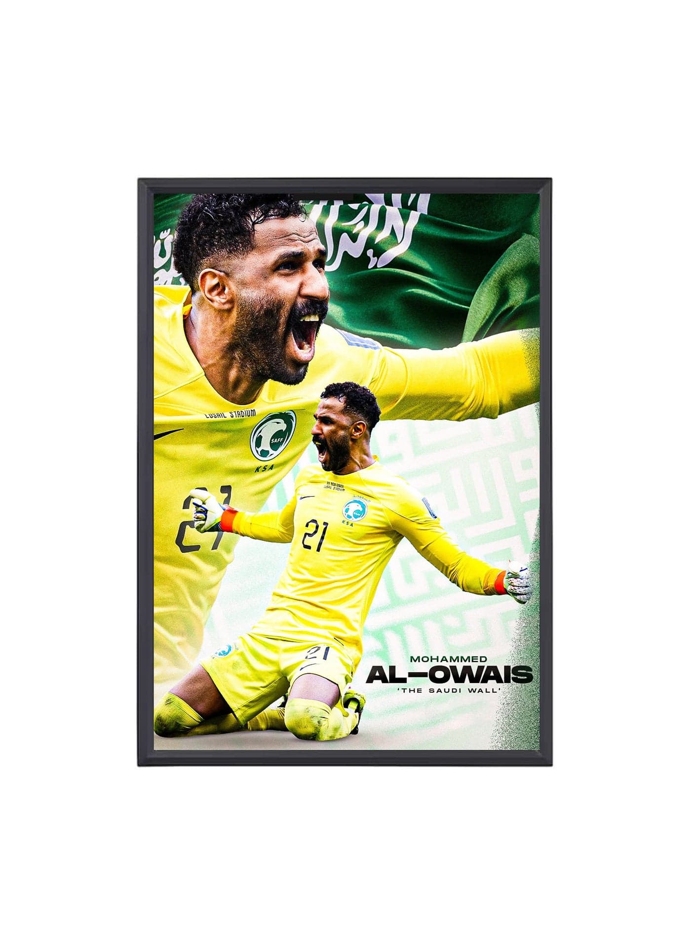 Saudi Soccer Player Photo Frame Sports Theme Picture Frame Perfect for Football Sports Gifts for Soccer Ball Fans on Birthday Thanksgiving Football Fans Wall Poster Frame