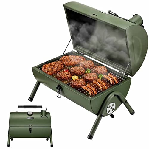 MAISON HUIS Small Charcoal Grill, Portable Tabletop BBQ Smoker for Outdoor Camping,Mini Grill for Tailgating, Hiking & Picnic, (Green)