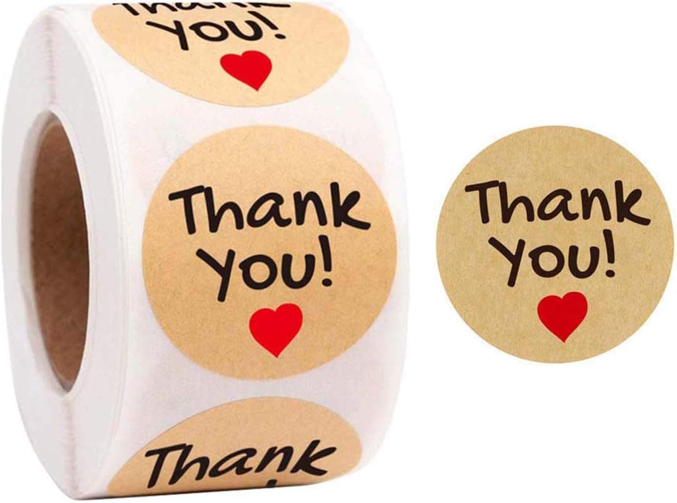 Alokik Enterprise 500 Pcs Thank You Heart Watercolor Stickers, Round Thank You Adhesive Sticker for Small Business Wedding Supplies Packing Stickers Gift Wrap (500 in 1 Decorative Sticker Roll)