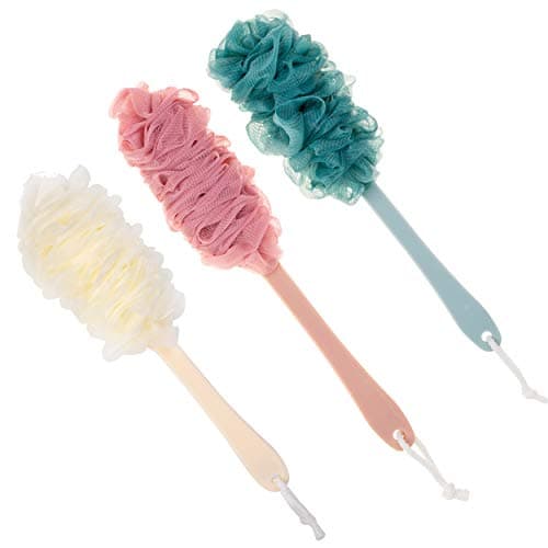 Arswin Back Scrubber for Shower,Loofah Long Handle Bath Body Brush,Soft Nylon Mesh Sponge for Shower,Loofah On a Stick for Men Women,Exfoliating Scrub Cleaning Luffa for Elderl(3Pack-Mix)
