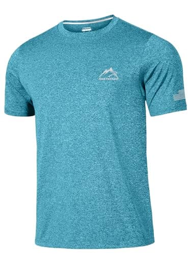 NORTHYARD Men's UPF 50+ Sun Protection Shirt Short Sleeve Swim Rash Guard SPF UV Athletic Workout Running T-Shirt Coral Heather S