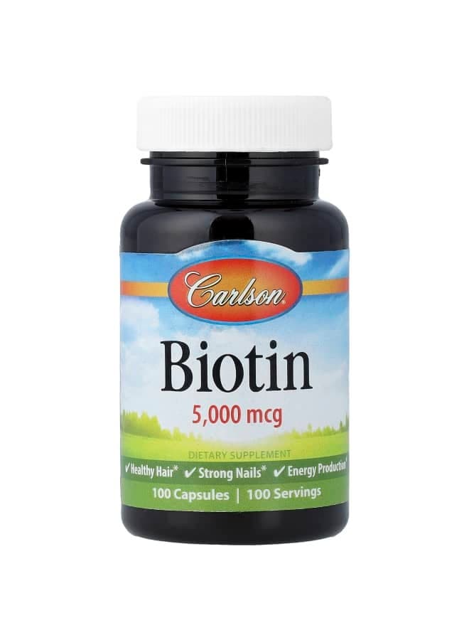 Biotin, 5,000 mcg, 100 Capsules
