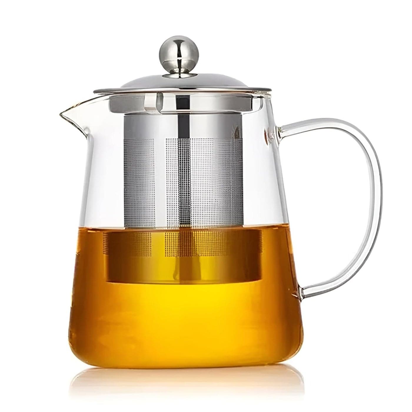 VENDLY Modern Glass Teapot with Stainless Steel Lid Removable Infuser Precision Pouring for Loose Leaf Tea 950ML