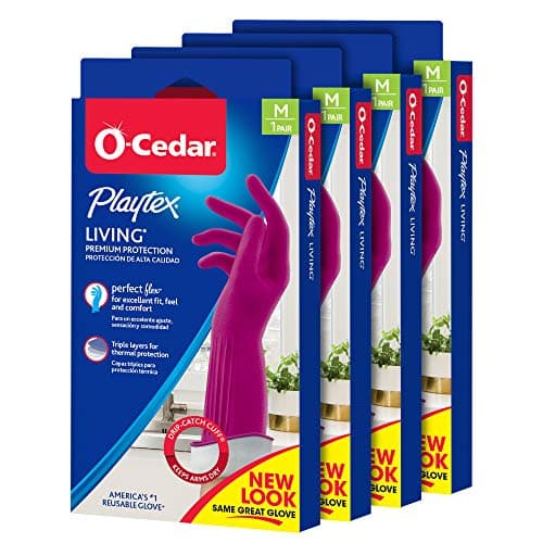 OCedar Playtex Gloves Living Reuseable Rubber Cleaning Gloves Premium Protection Size Medium 1 Pair 4 Pack