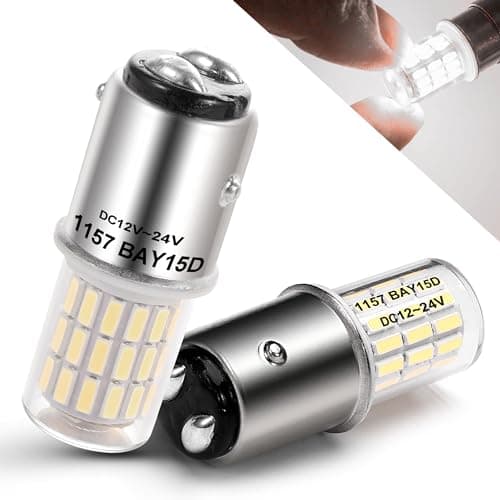 Heifymi DC1224V 1157 Led Brake Light Bulb BAY15D 7528 2057 2357 3 Watt Super Bright 6000K Xenon White LED Replacement Backup Reverse Daytime Running Light for Car Camper RV Trailer Boat 2 Pack
