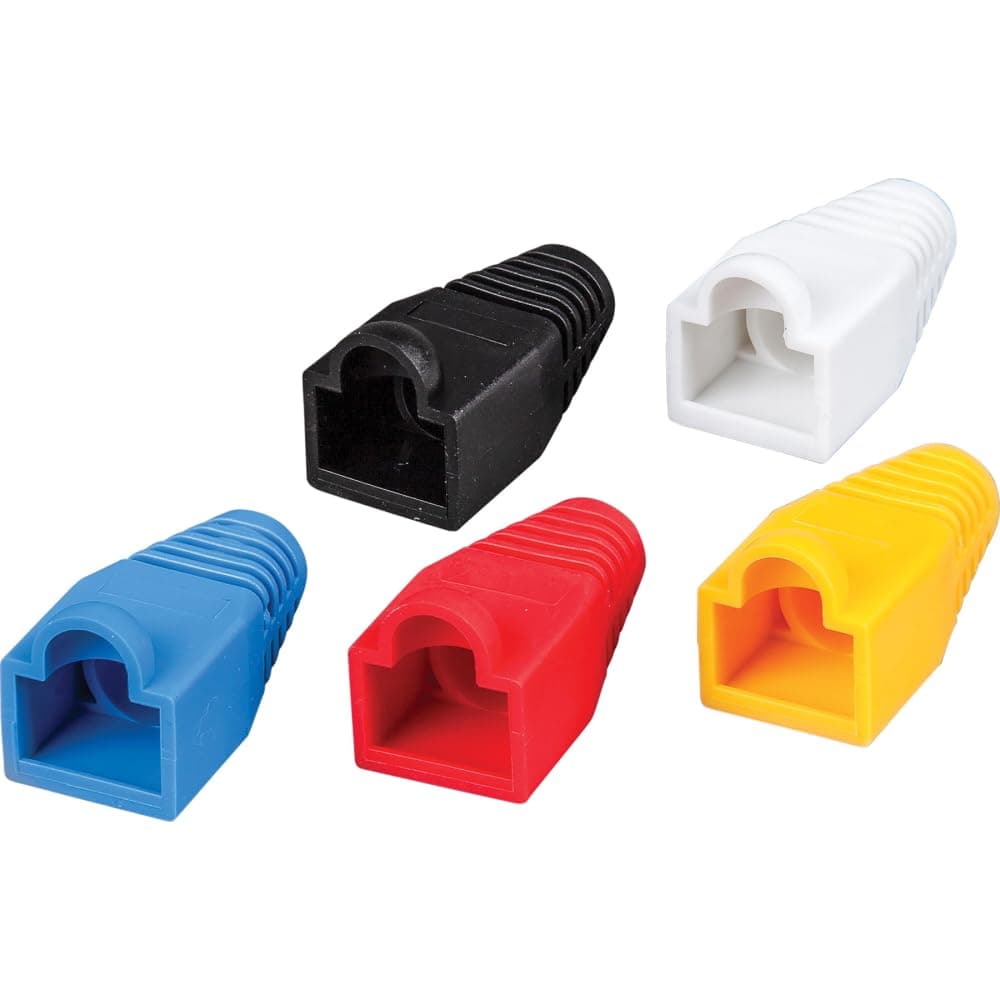 Klein Tools VDV824650 CAT6 CAT5e Data Ethernet Network RJ45 Terminated Strain Relief Boots Latch Protection Color Coded 100Pack