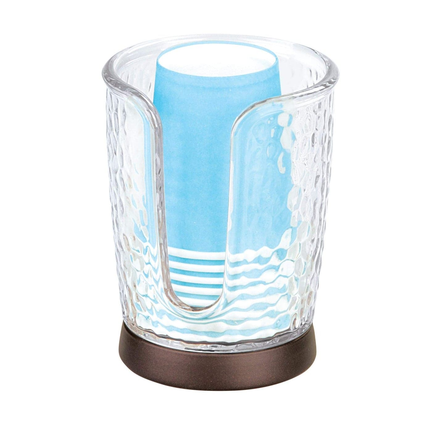 iDesign Rain Disposable Paper and Plastic Cup Dispenser Holder for Master Guest Kids Bathroom Vanity and Countertops 310 x 310 x 4 Clear and Bronze