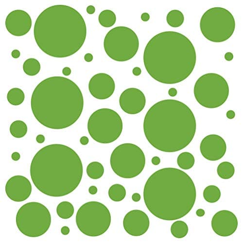 Set of 100 (Lime Green) Vinyl Wall Decals - Assorted Polka Dots Stickers - Removable Adhesive Safe on Smooth or Textured Walls - Round Circles - for Nursery, Kids Room, Bathroom Decor