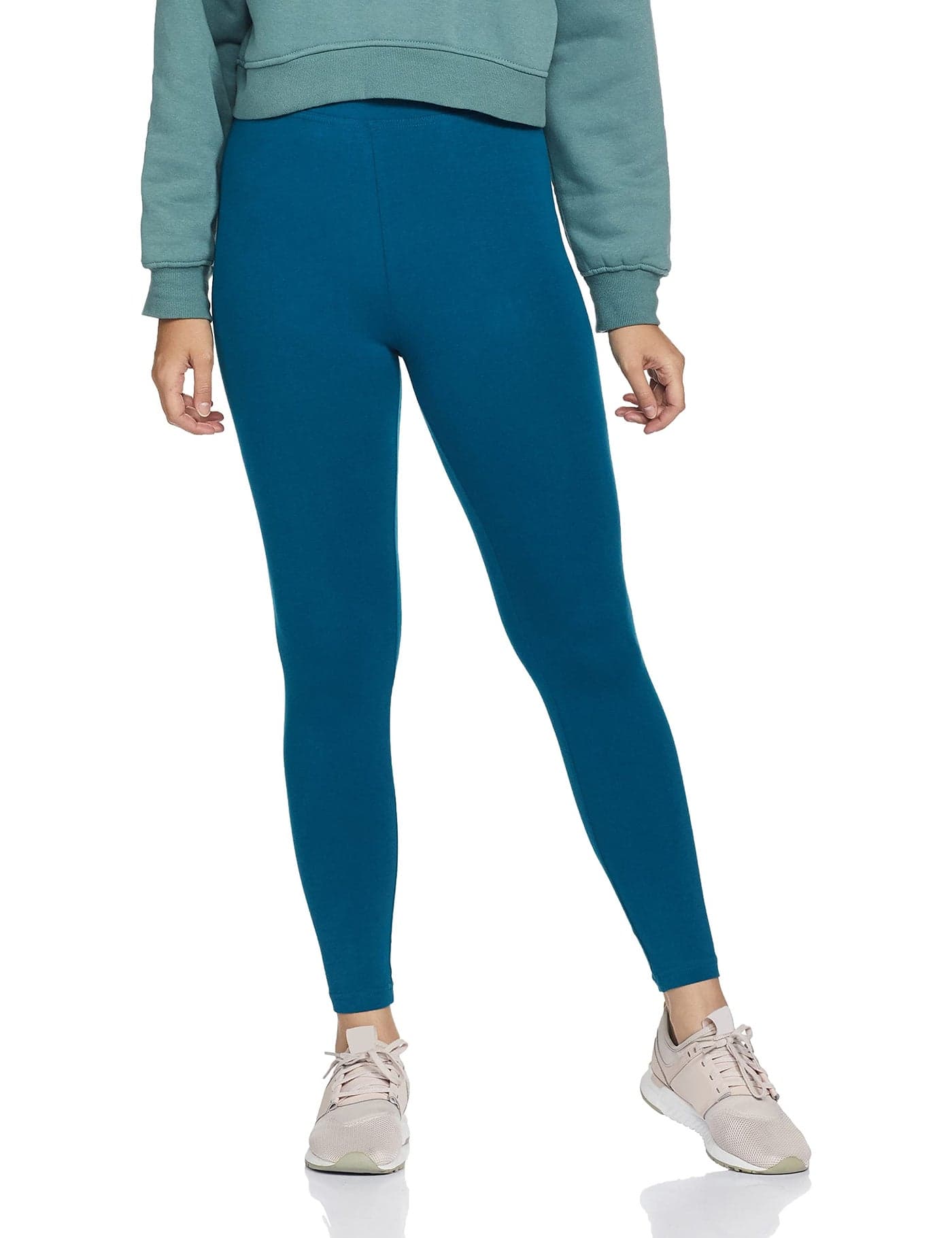 Max Women's Regular Fit Blue Teal Mid Rise Leggings 2XL