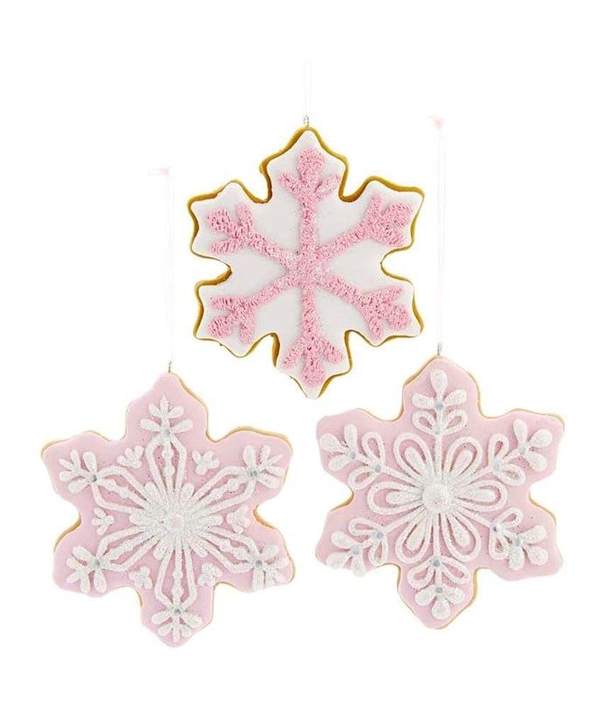 Kurt S Adler Claydough Christmas Tree Ornaments Holiday Decoration Gingerbread Peppermint Candy 45 Set of 3 Pink White Snowflake Claydough Cookie Ornaments Glitter Decoration T2877