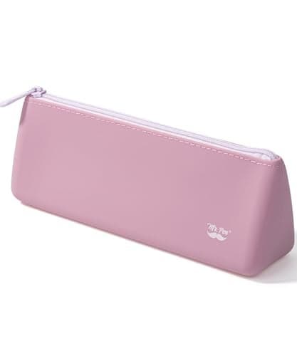 Mr. Pen- Silicone Pencil Case Pouch, Dusty Pink, Aesthetic Triangular Design, Multipurpose, Aesthetic Pencil Case Small, Silicone Makeup Bag