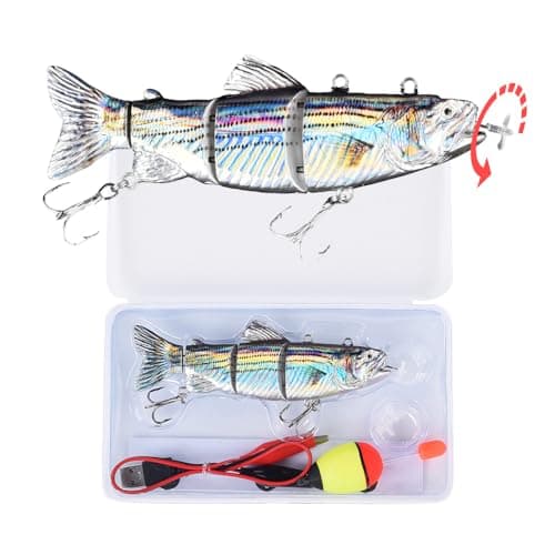 Robotic Swimming Fishing Electric Lures 5.12" USB Rechargeable LED Light Wobbler Multi Jointed Swimbaits Hard Lures Fishing Tackle (Hybrid Striped Shad Specialty)