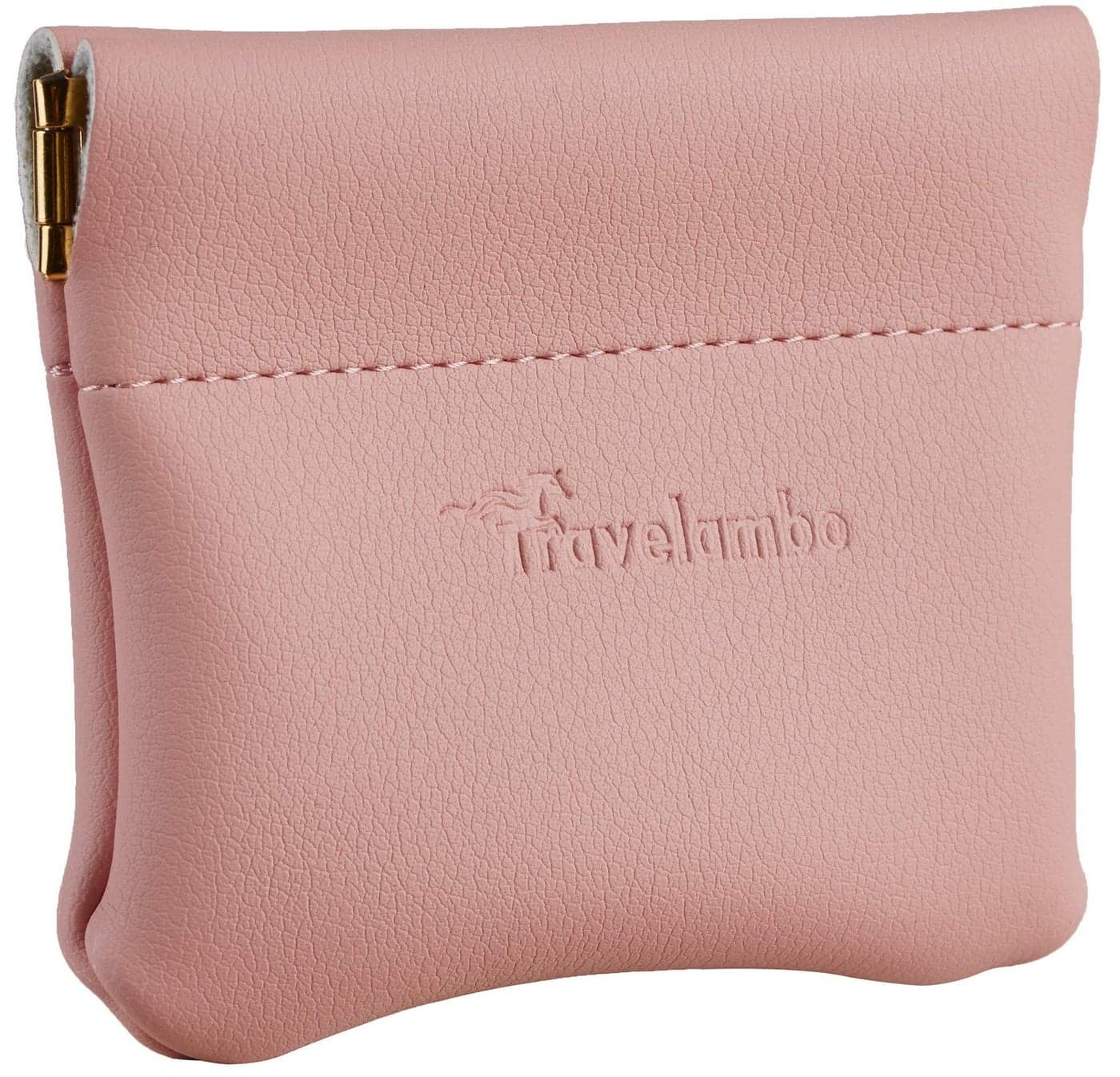 Travelambo Leather Squeeze Coin Purse Pouch Change Holder For Men & Women (Access Pink Lotus)