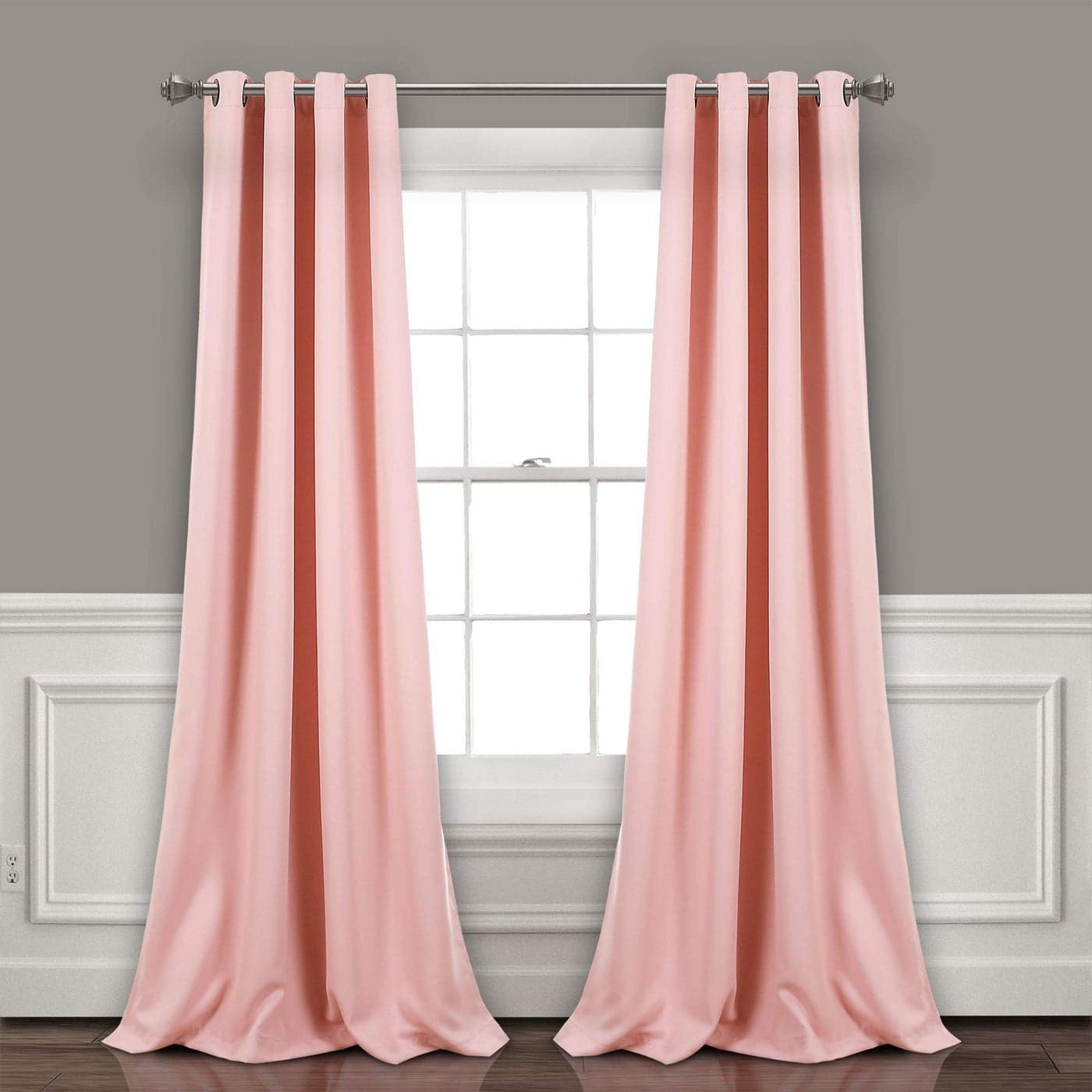 Lush Decor Insulated Grommet Blackout Window Curtain Panels Pair 52 W x 84 L Pink Classic Modern Design Chic Window Decor Long Curtains For Living Room Bedroom Or Dining Room