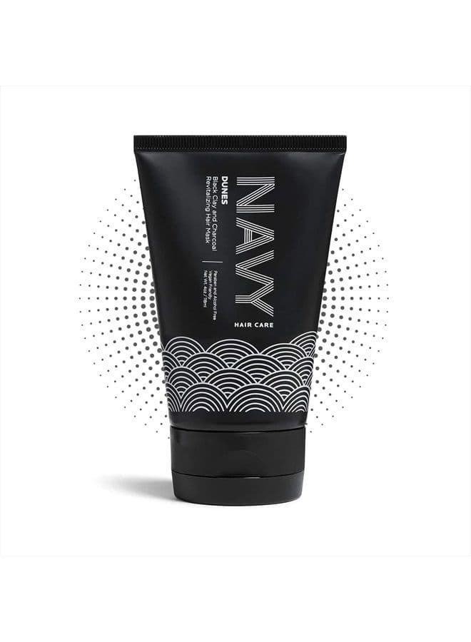 Navy Hair Care Hydrating Hair Mask - 4 Fl oz | Clay Hair Mask for Dry Damaged Hair | Hair Growth & Repair Mask | Paraben Free & Vegan Friendly | Dunes - Black Clay and Charcoal Revitalizing Mask