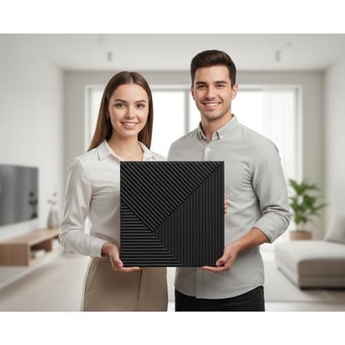 Kayra Decor Wall Panels for Bedroom - USA Certified SGS Approved PVC Fluted Design Black Color 19.7" x 19.7" (Pack of 12) - Covers 32.34 Sq. Ft.