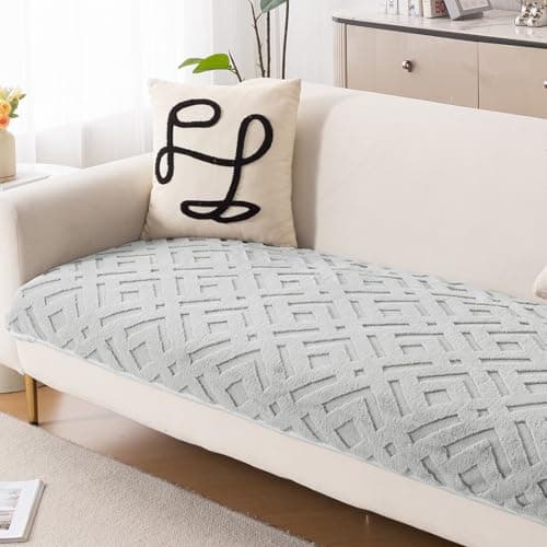 HOKIPO 'Velvet Maze' Premium Anti Slip Sofa Cover Mats for L Shape and 1/2/3 Seater Sofa. Make Your Own Sofa Cover Set, 70(D) x 60(L) cm, Light Grey (AR-5903-LGRY)