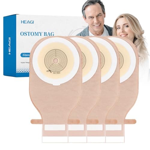 22 PCS Colostomy Bags, One Piece Ostomy Bag 15 mm-60 mm Cut to Fit Drainable Pouch with Closure for Ileostomy Stoma Care, Ostomy Supplies, Cut to Fit(Hook and Loop Closure)