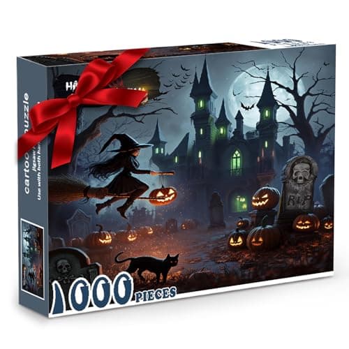 Halloween Puzzles 1000 PiecesCreative Play Haunted House PumpkinWitchGhostGrave Theme Puzzlesfor Holiday Party Gifts or Halloween Home Decorations