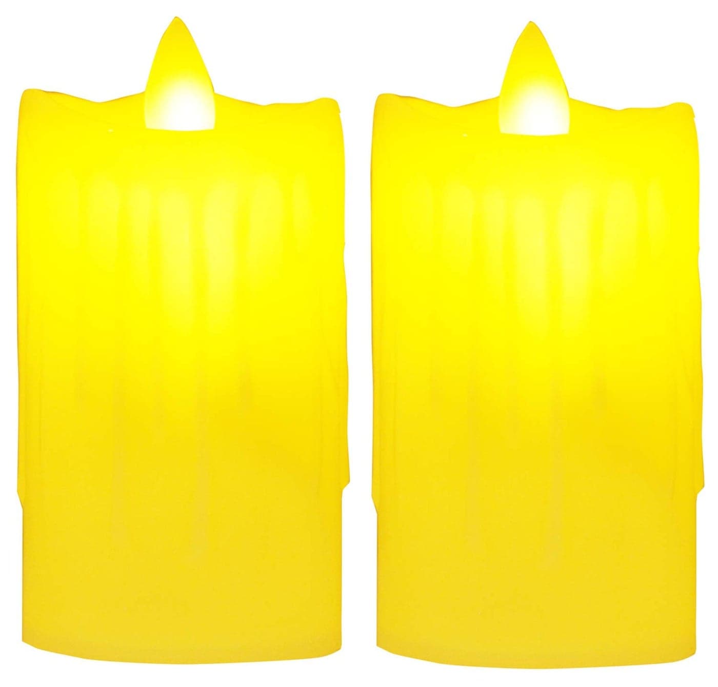 Saubhagya Global Acrylic Electronic Battery Operated Flame Less LED Tower/Pillar Candle-9Cm (Set of 2)