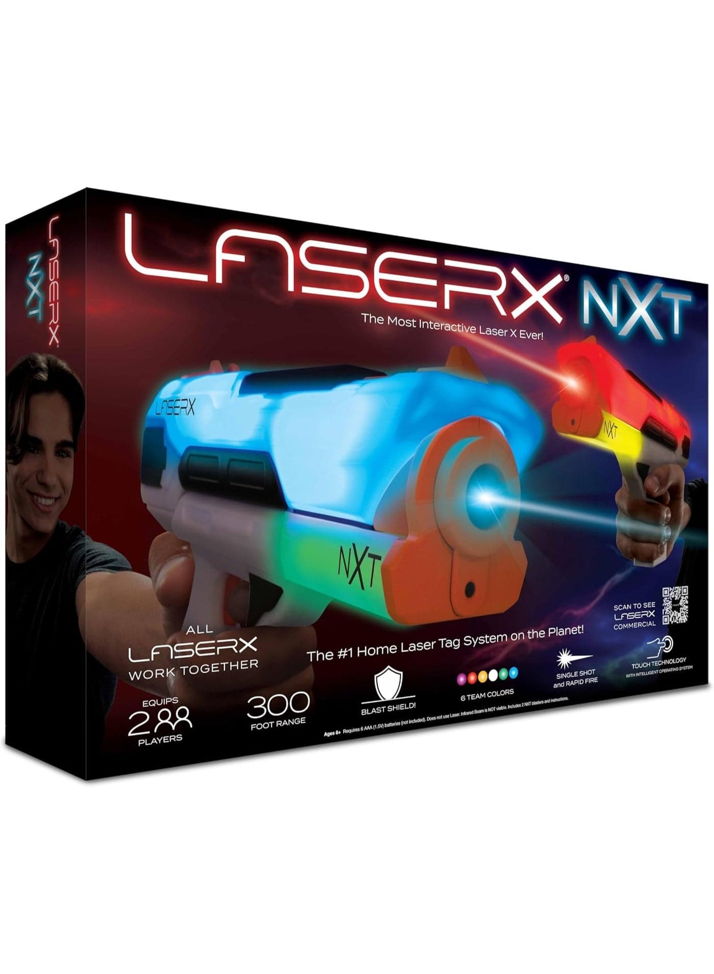 Laser X Ultra NXT Laser Tag Blasters Set Battery Operated Interactive Home Laser Tag System with 2 High-Tech Blasters Compatible with All LaserX Systems for Kids & Family Games