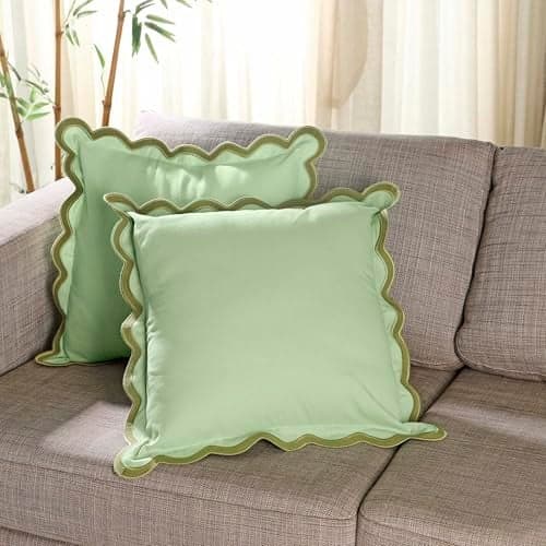 Folkulture Throw Pillow Cover | Set of 2 (20 x 20) | Decorative or Cute Outdoor Pillow, Sage Green Throw Pillows | Green Decor for Couch Pillows for Living Room