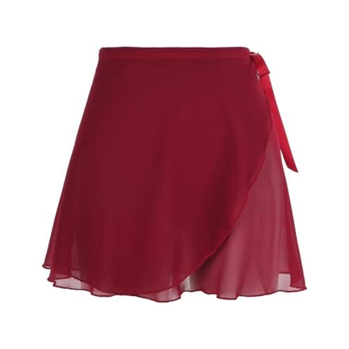 Women's Ballet Wrap Skirt Chiffon Dance Wrap Skirt with Adjustable Waist Tie Gymnastics Ballet Skirts for Women (Red)