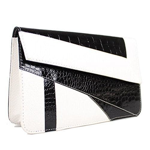 FiveloveTwo Womens PU Leather Clutch Handbags and Purse Wallet Crossbody Shoulder Party Wedding Shopping Shoulder Bags Satchels Black White