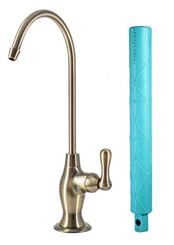Metpure Non-airgap RO Faucet Reverse Osmosis Drinking Water Filtration System Water Dispenser Spout (Antique Brass). Vase Style with Faucet Wrench RO-FW148. NSF Certified.