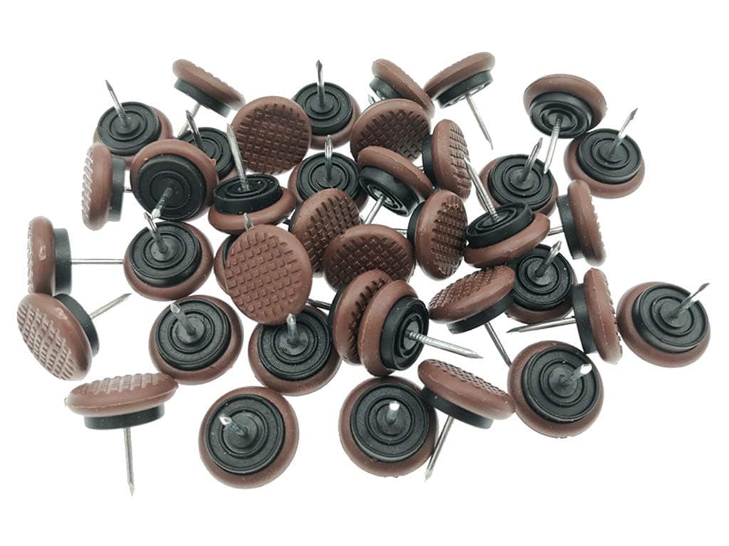ALIMITOPIA 40pcs Furniture Chair Glide Nailin Thickened Nylon Chair Slider Furniture Pad Floor Protector for Wooden Furniture Chair Tables Leg Feet24mm or 1516Brown