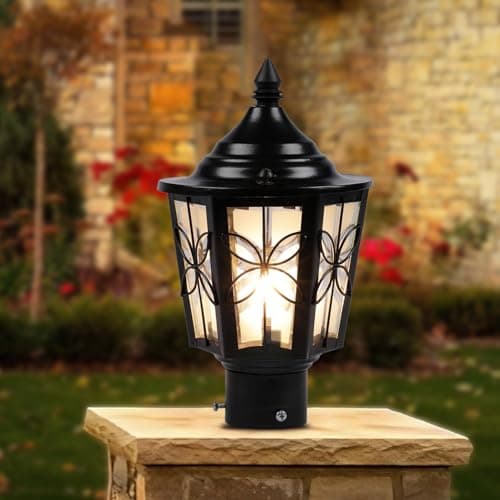 WHITERAY Decorative Outdoor Waterproof Gate Light Weather-Resistant Post Top Lamp for Main Gate, Garden, Balcony, Driveway with Durable Build for Home Exterior Lighting (Without Bulb)