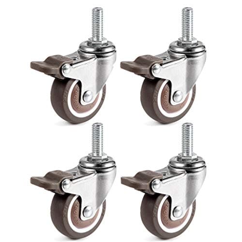 Skelang Mini 1'' Swivel Threaded Stem Casters, Small TPE Mute Crib Caster, M6×15mm, Replacement for Baby Bed, Cabinet, Table, Shelf, Total Load Capacity 99Lbs