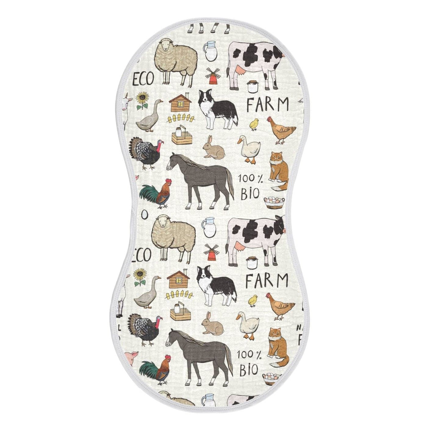 Kigai Farm Animals Muslin Baby Burp Cloths Super Absorbent and Soft Burping Rags Cotton Burp Clothes Set for Boys and Girls 1 Pack