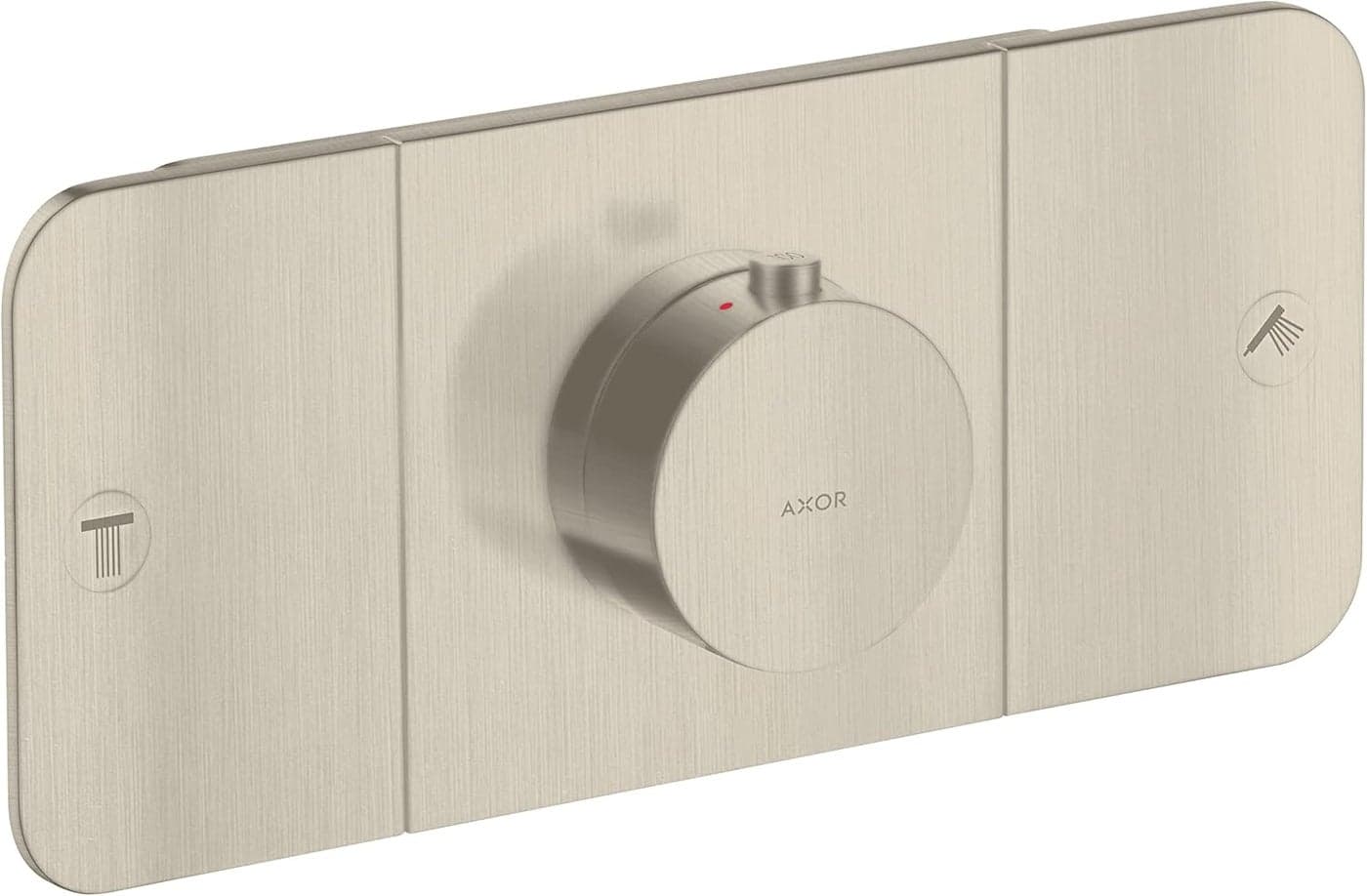AXOR ONE Modern 3Handle 3inch Wide Thermostatic Shower Valve Trim in Brushed Nickel 45712821