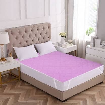 Rajasthan Crafts Premium Hotel Quality Double Bed Size 100% Waterproof Mattress Protector Smooth Fabric Fits Up 8-12 Inch Mattress Breathable Noiseless Cover and Washable (Pink, 72x75 Inch)