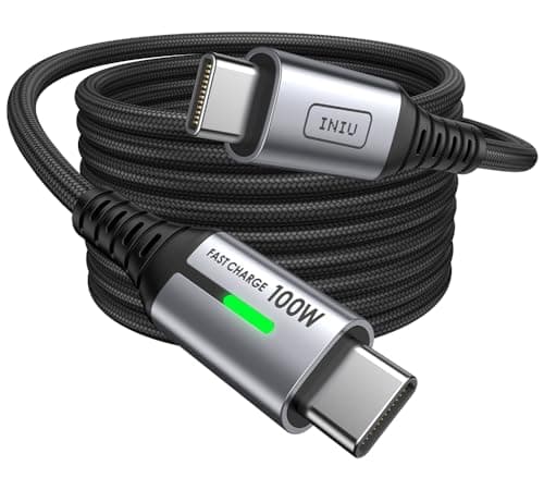 INIU USB C Cable 66ft2m 100W PD USBC to USBC Charger Cable Fast Charging Nylon Braided Type C to C Power Cord Data Cable USBC for iPad Air MacBook Pro iPhone 16 15 Samsung Galaxy S23 S22 A9