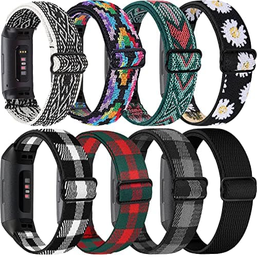 ShuYo 8 PACK Bands Compatible with Fitbit Charge 4 Charge 3 Charge 3 SE Adjustable Replacement Watch Bands Fitness Sport Band Wristband for Women Men